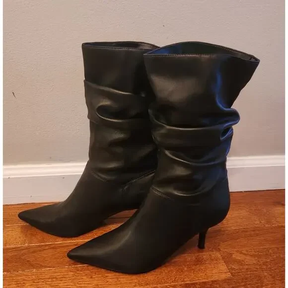 Marc Fisher Manya Slouchy Fall Black‎ Leather Point Toe Bootie Women's size 8.5 - Picture 3 of 8